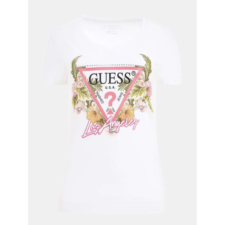 Guess T-Shirt Con Fiori Triangolari Ss Vn Online