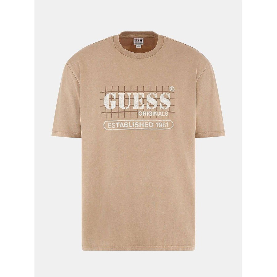 Guess Maglietta Con Logo A Griglia Go Washed Wholesale