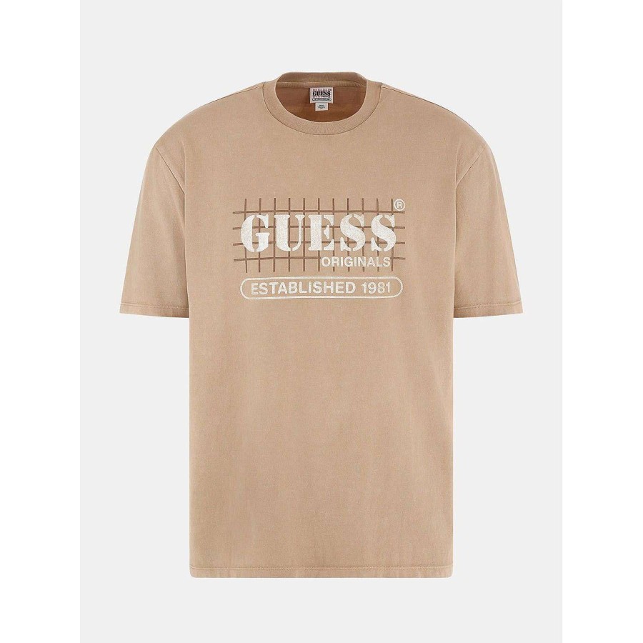 Guess Maglietta Con Logo A Griglia Go Washed Wholesale