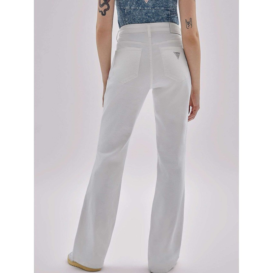 Guess Pantaloni Bootcut Go Kit Vai Al Lavaggio Bianco Invecchiato Hot