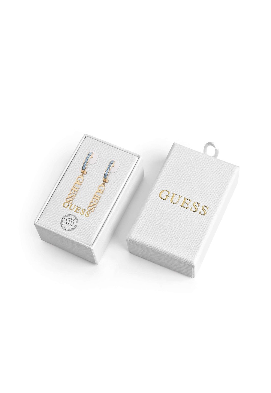 Guess Logo Huggies Toc 35Mm Pave Oro Giallo/Trasparente New