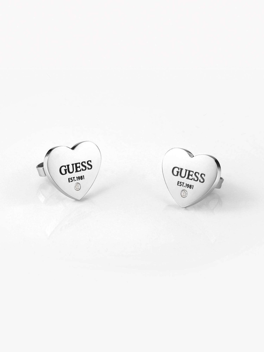 Guess Cuore Liscio Da 11 Mm E Logo Nero Clearance