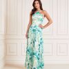 Guess Bloomburst Floreale Plissettata Maxi Stampa Bouquet Di Rose Clearance