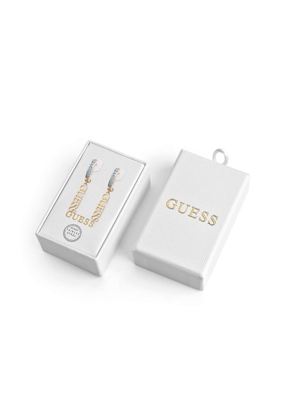 Guess Logo Huggies Toc 35Mm Pave Oro Giallo/Trasparente New