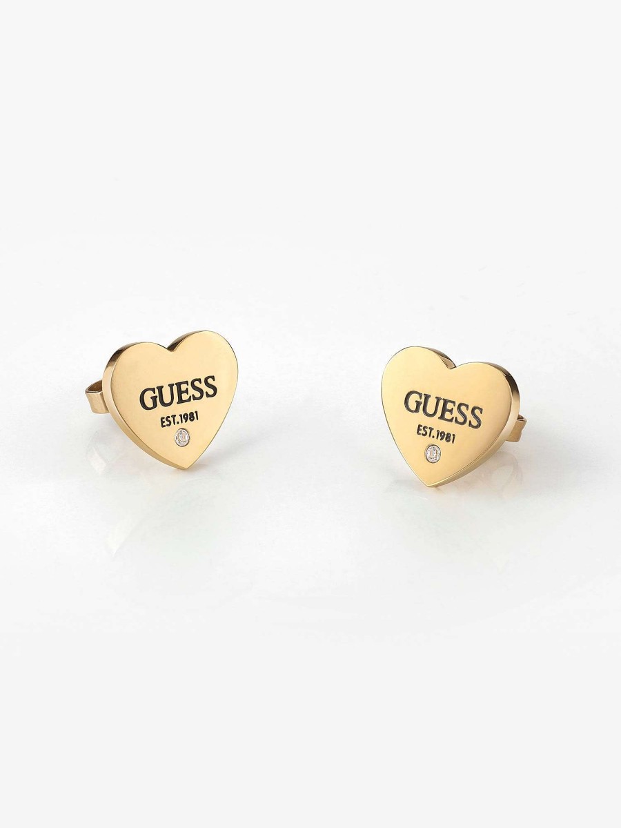 Guess Cuore Liscio Da 11 Mm E Logo Nero Clearance