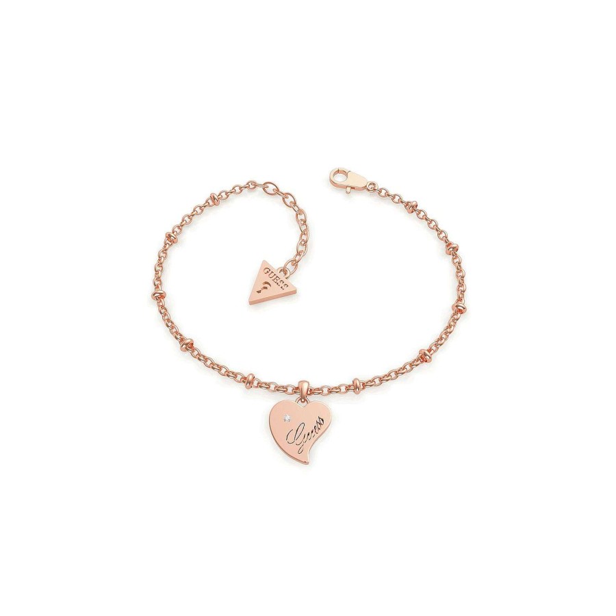 Guess Catena Br Ciondolo Cuore Rg Oro Rosa New