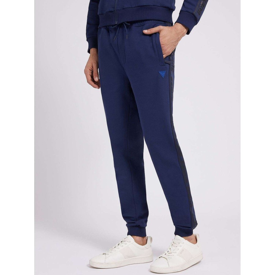 Guess Nuovi Pantaloni Lunghi Arlo Blu Seta Online